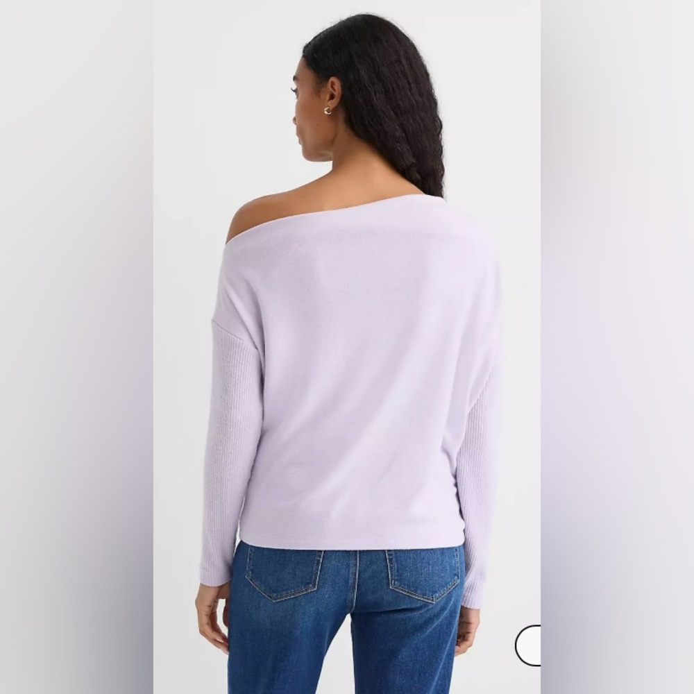 LOFT Ribtrim Jersey Off The Shoulder Top - Picture 2 of 2